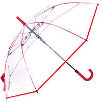 Жіноча парасолька-тростина напівавтомат (FARE7112-red) 105 см Fare Прозора (2000001303252)