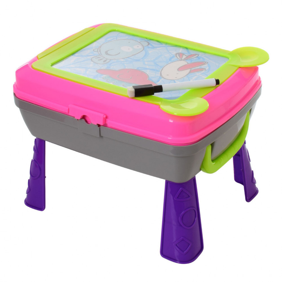 Дитячий столик-мольберт для малювання з аксесуарами 29х23х11 см YI MA TOYS Рожевий (2000002412847)