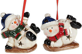 Набір 4 новорічні декоративні підвіски "Сніговики", з LED-підсвіткою 7х4,5х6 см Bona (2000002647539)