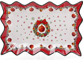 Блюдо порцелянове "Різдячий орнамент" 35,5,х24 см Bona (2000002658559)