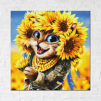 Картина-постер Кішка Сонце ©Марінна Пащук 50х50 см Brushme Різнобарвний (2000002091950)