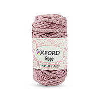 Хлопковый шнур 5мм макраме крученый ОXford Rope. 250г, 30м. Цвет - 1727017 пудра