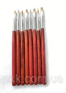 Набір пензлів для дизайну нігтів 8 штук з дерев'яною ручкою 16 см Nobrand Коричневий (2000002534549)