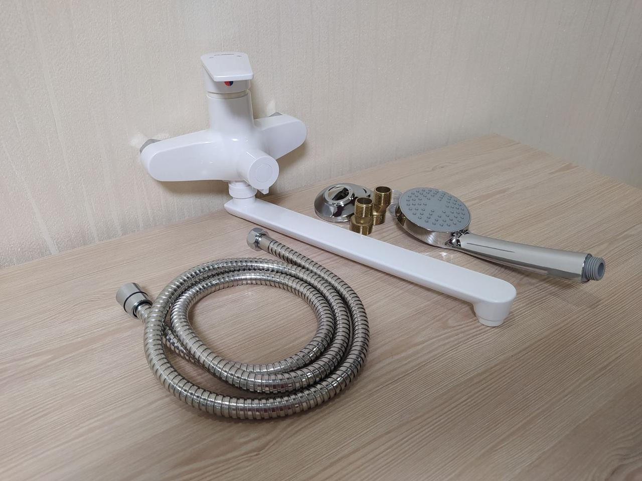 Змішувач із термопласту з довгим гусаком у ванну SW Oscar 006 euro White-6