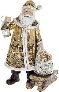 Фігура декоративна "Санта Клаус з ліхтарем, мішком і санками" 20х14х24,5 см Bona (2000002647423)