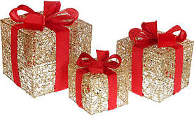 Набір декоративних подарунків — 3 коробки з LED-підсвіткою 15 см, 20 см, 25 см Bona (2000002647560)