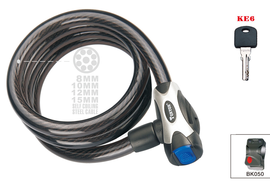 Замок велосипедний Tonyon TY-555 (8x1500) на ключі, фото 1