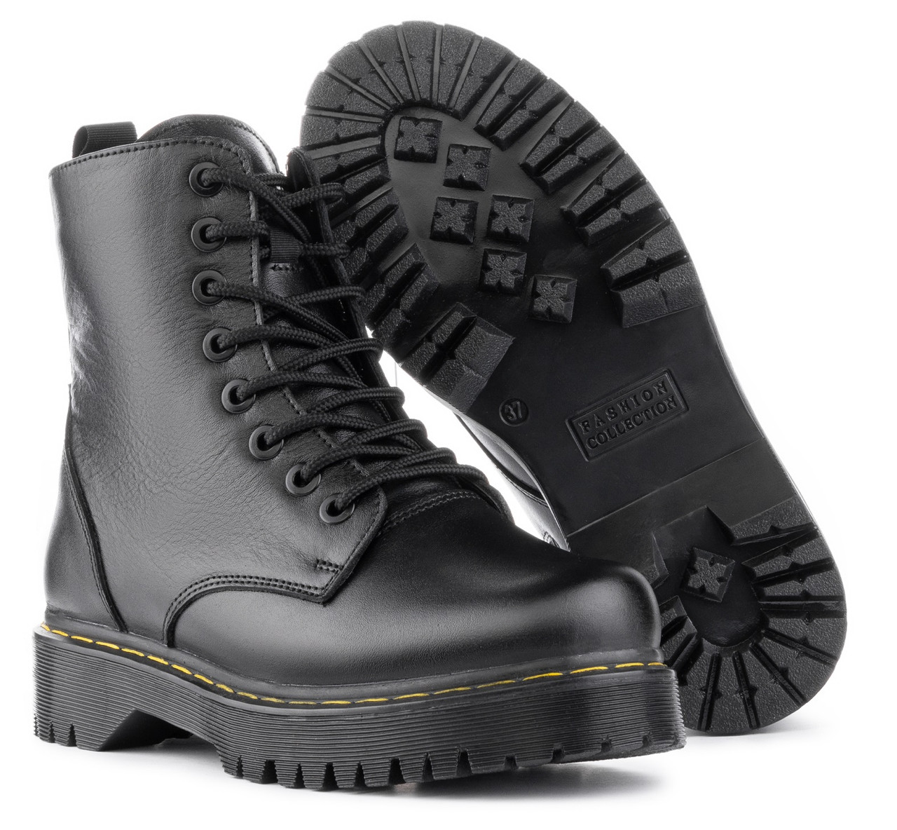 РОЗПРОДАЖ! Жіночі черевики чорні в стилі Dr. Martens. Ботінки шкіряні зимові жіночі Доктор Мартінс, фото 1