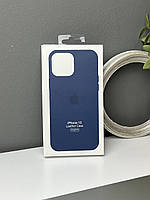 Бампер iphone Leather case 13 Blue, Кожаный чехол накладка с анимацией на айфон 13 синий