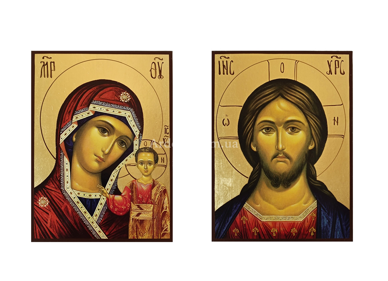Ікона вінчальна пара Божа Матір Казанська та Ісус Христос 14 Х 19 см
