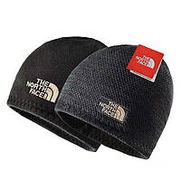 Двустороння шапка the north face сіро чорна