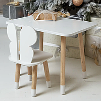 Комплект дитячий столик зі стільчиком Метелик (Білий з білим)