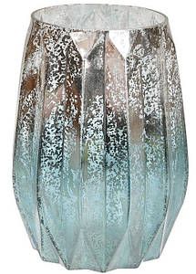 Підсвічник Aiken "Лазурне срібло", скляний 14х20 см Bona (2000002644460)