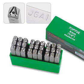 Комплект клейм для металу 27ед. 5 мм буквені ударні Toptul (2000002583738)