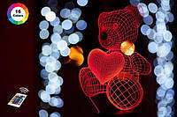 Ночник-светильник 3D "Мишка с сердцем" 26х14 см 3DTOYSLAMP  (2000002619659)