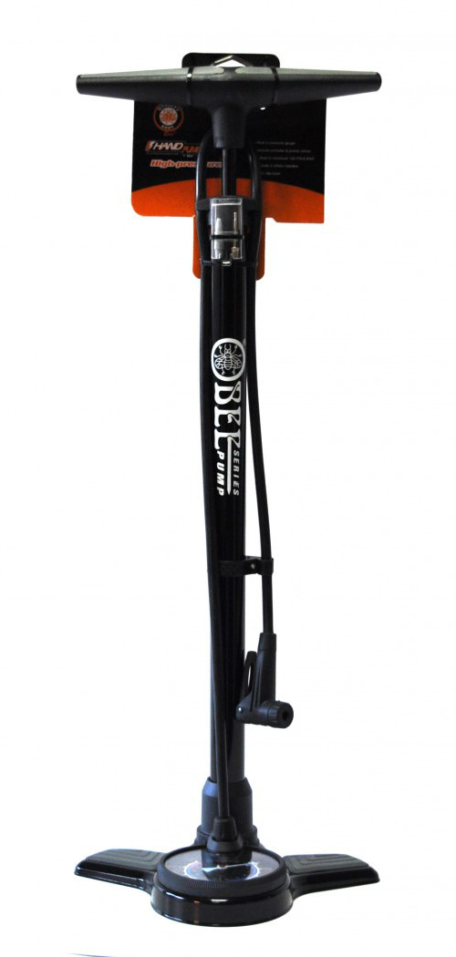 Насос велосипедний підлоговий BEE P32B-07 алюміній AV/FV з манометром, фото 1