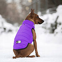 Куртка утепленная для собак всех пород, жилет для собаки на кнопках, фиолетовый