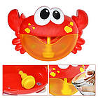 Дитяча іграшка для ванни Забавний краб-бульбашка, від батарей / Музична іграшка генератор піни у ванну, фото 3