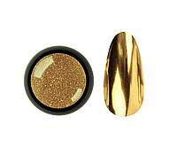 Зеркальная пудра (втирка) для ногтей Designer Mirror Powder №01 (золото) + аппликатор для нанесения