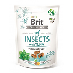 Ласощі для свіжості подиху собак Brit Care (Бріт Кеа) Dog Crunchy Cracker Insects з комахами, тунцем та м'ятою 200 г