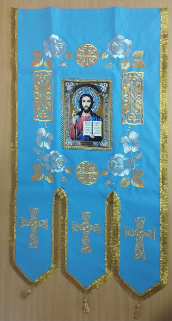 Церковна Хоругва тканинна (на габардині) 115 на 60см