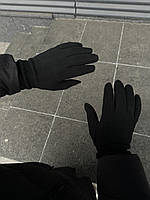 Мужские зимние перчатки черные до -20*С с мехом сенсорные