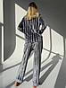 Жіноча піжама оксамитова Victoria's Secret сорочка і штани (Вікторія Сікрет) сіра у смужку, фото 2