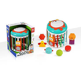 Логічна іграшка 829 музична тактильна з 6 вкладишами барабан в коробці 18×16 см