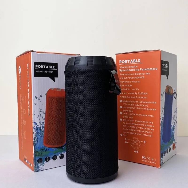 Портативна Bluetooth колонка F122 бездротова акумуляторна з led підсвічуванням FM радіо USB Чорний USB