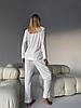 Жіноча піжама оксамитова Dior сорочка і штани (Діор) біла, фото 3