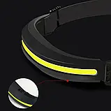 Налобний ліхтар акумуляторний USB портативний двох кольоровий для відпочинку та роботи, фото 6