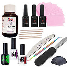 Набір для педикюру та манікюру: біогель, кюретка, праймер, база, гель лак X Nail Bar, основа для педикюру