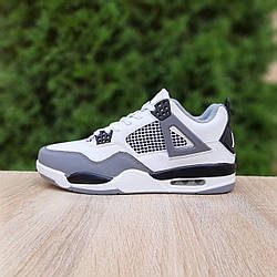 Жіночі зимові кросівки Nike Air Jordan 4 (білі із сірим) модні повсякденні кроси 4066 Найк