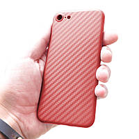 Ультратонкая пластиковая накладка Carbon iPhone 6/6s red p