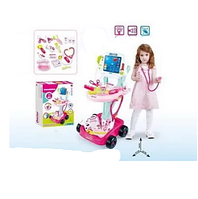 Ігровий набір лікаря для дітей з візком та інструментами Metr+ 660-45 (рожевий) 17 предметів.