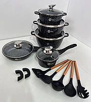 Набір каструль і сковорода з гранітним антипригарним покриттям, Набір посуду з гранітним покриттям HK-305, фото 9