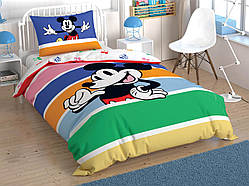 Комплект постільної білизни TAC Mickey Mouse Rainbow ранфорс 160-220 см різнокольорове