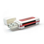 Кардридер универсальный 4в1 MERLION CRD-5RD TF/Micro SD, USB2.0, RED, OEM Q50 g