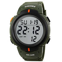 Часы наручные мужские с подсветкой Skmei 1068AG 47мм black/green