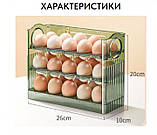 Полиця контейнер для яєць у холодильник. Лоток підставка для зберігання яєць на 30 шт. Органайзер для холодильника, фото 7