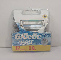 Касети чоловічі для гоління Gillette Mach 3 Start 12 шт. (Леза катриджи Жиллетт Мак 3 старт Оригінал)