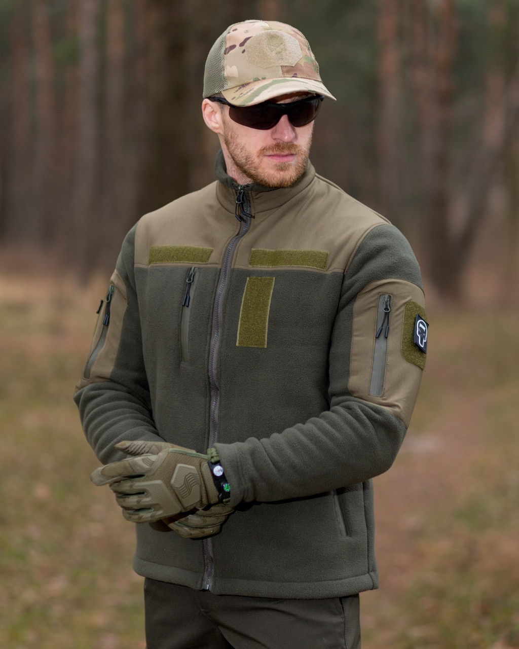 Чоловіча кофта флісова хакі, фліска чоловіча хакі, фліска олива