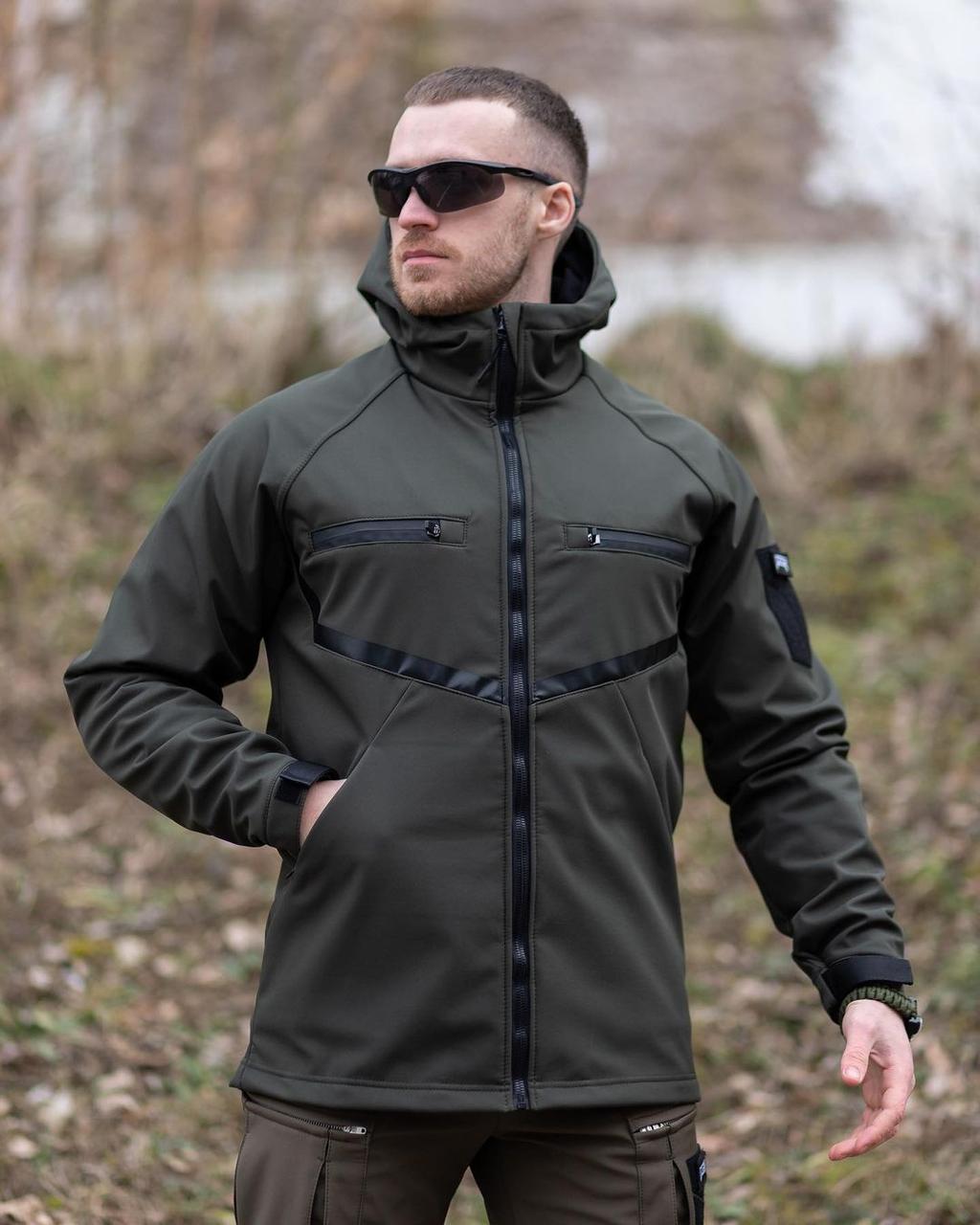 Куртка чоловічі демісезонна Softshell Omega хакі, чоловіча курточка хакі