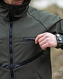 Чоловіча демісезонна куртка Softshell Omega хакі, куртка з капюшоном олива, фото 8