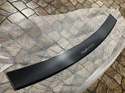Накладка на бампер с загибом для Nissan Murano II  (2008-2014) (Carbon)