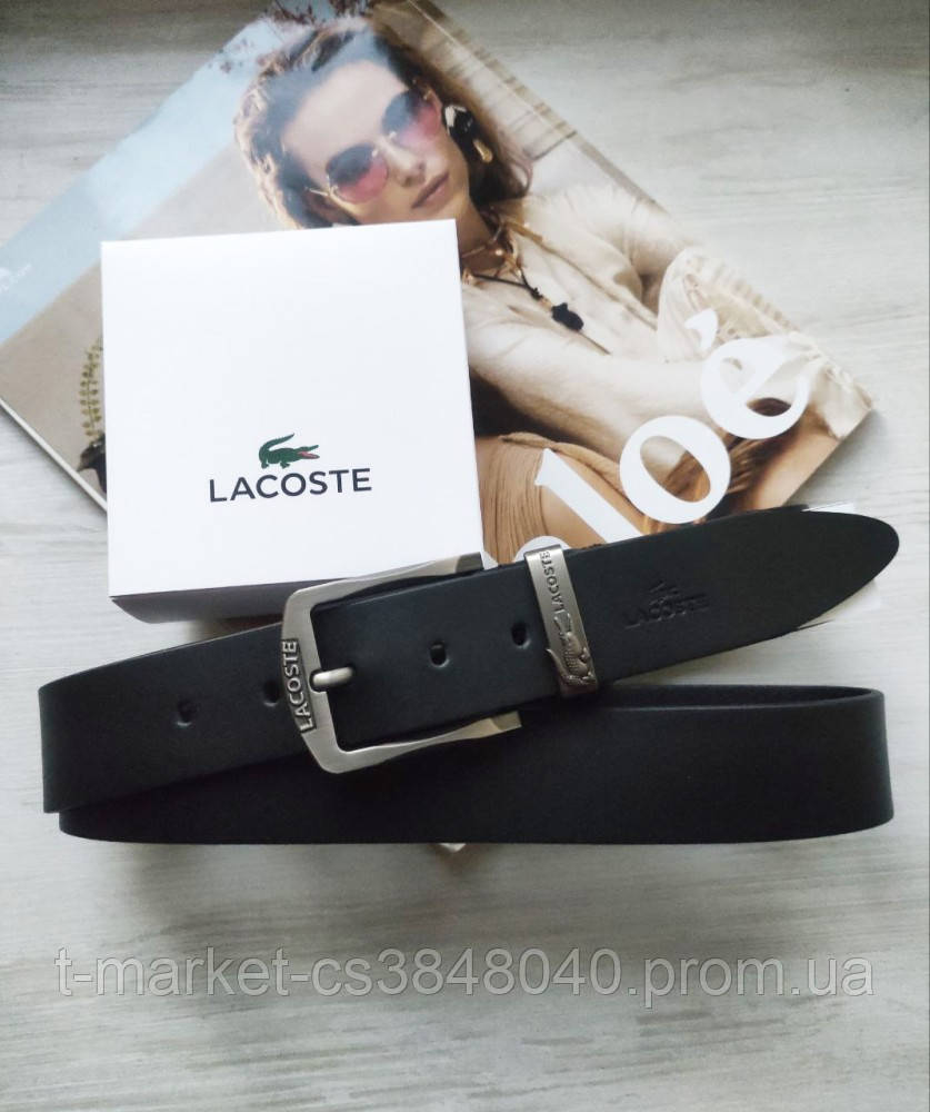 Кожаный ремень Lacoste black - фото 1 - id-p2030940566