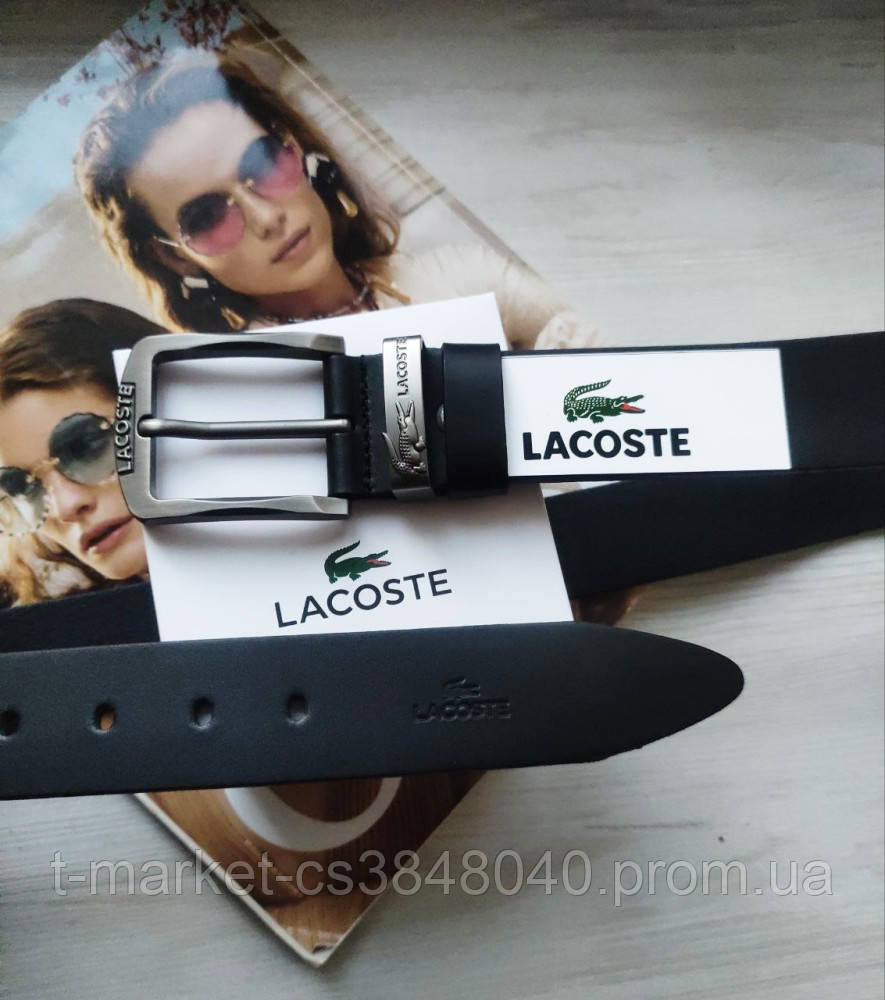 Кожаный ремень Lacoste black - фото 2 - id-p2030940566