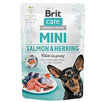 Влажный корм для собак Brit Care Mini pouch 85 g филе в соусе (лосось и сельдь) h