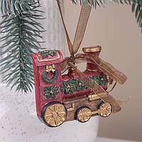 Підвісна іграшка з кераміки - новорічний потяг