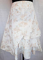 Тонкая летняя женская нарядная белая юбка, лен, размер 42-44
